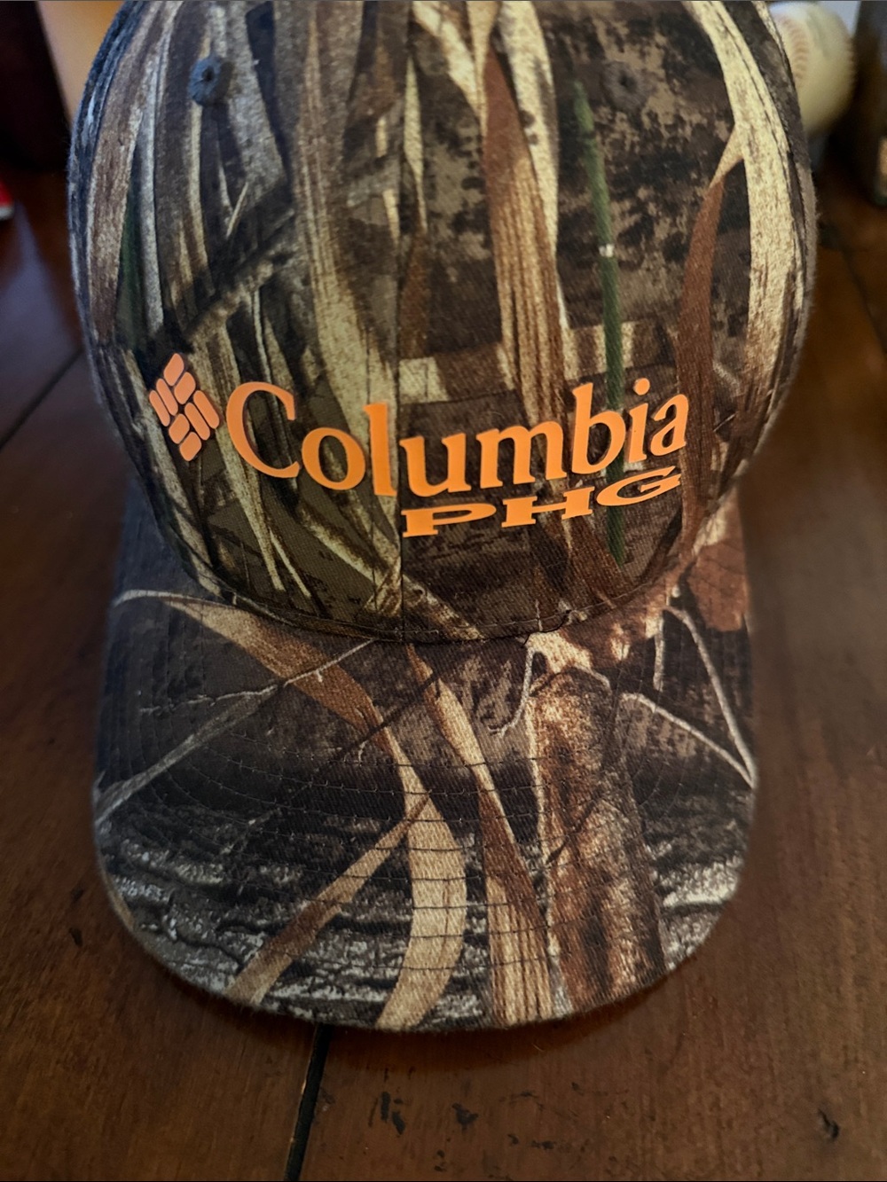 Columbia Camo Baseball Hat with Orange Logo